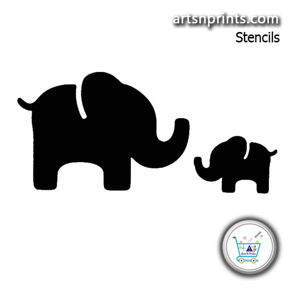 baby and mom elephant stencil